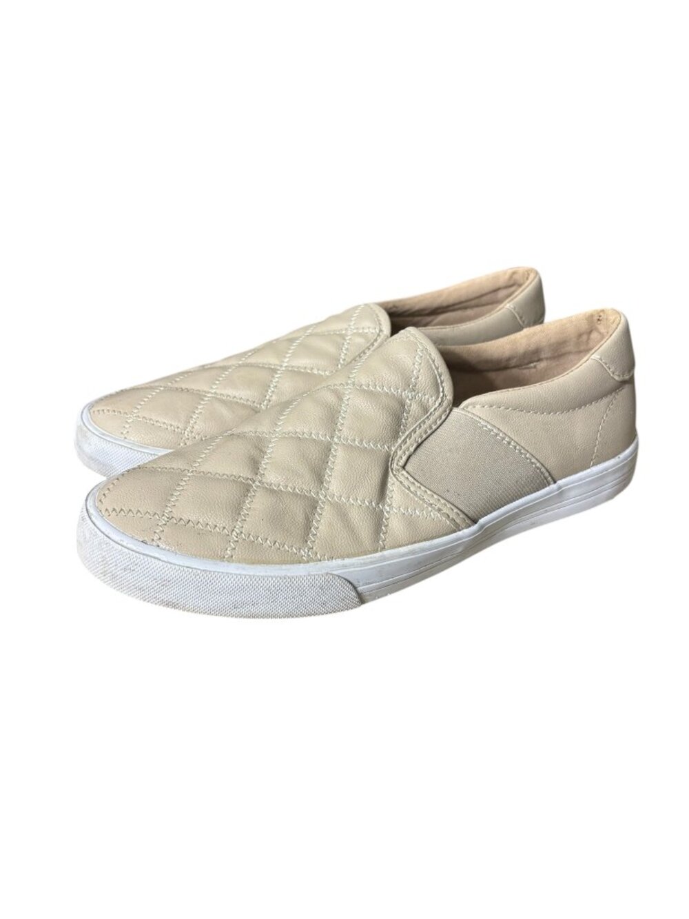Nine West Quilted Slip On Sneakers Beige Tan White Size 8